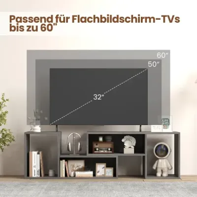 2dílná TV skříňka Volný kombinovaný TV stolek pro televizory s úhlopříčkou do 60 palců TV skříňka Grey