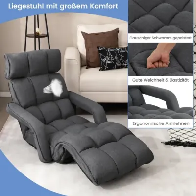 Rozkládací křeslo Rozkládací pohovka se 6 nastavitelnými polohami 72 x 61 x 46,5 cm Tmavě šedá barva