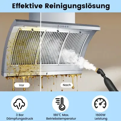 1500W parní čistič Tlak páry: 3 bary, doba zahřátí: 15 s, teplota: až 180 ℃ Ruční parní čistič žlutý