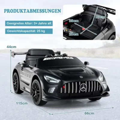 Dětské autíčko Mercedes-AMG GT3 s licencí a dálkovým ovládáním 3 rychlosti černé