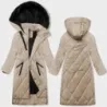 Dlha dámska zimná bunda MODA3168  světlobéžova