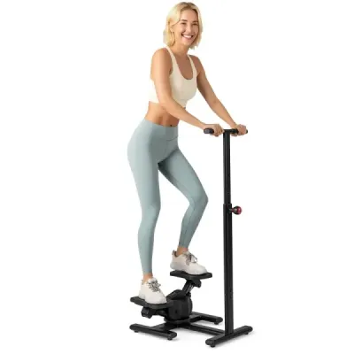 Stepper pro trénink Twist Stair Stepper tréninkové zařízení s výškově nastavitelnou rukojetí a protiskluzovými pedály Černá barva