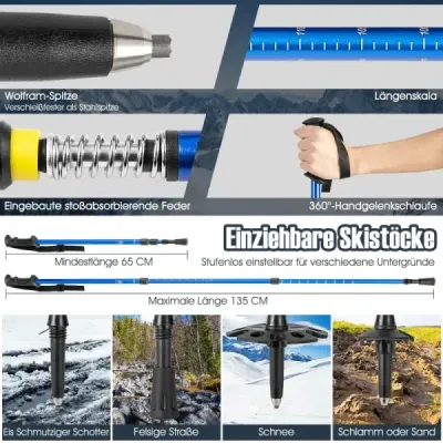 Sada sněžnic 4 v 1 Sněžnice s dvojitým ráčnovým systémem vázání 53cm Navy Blue