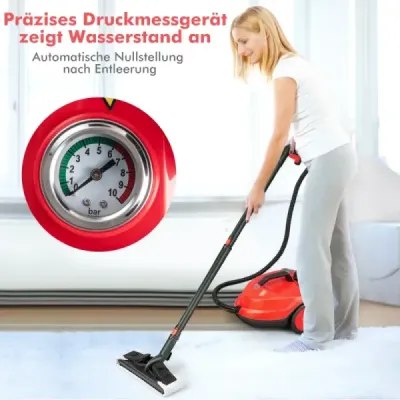 Přenosný parní čistič 2000W vysokotlaký parní čistič s 15 doplňky univerzální parní mop červený
