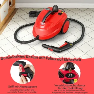 Přenosný parní čistič 2000W vysokotlaký parní čistič s 15 doplňky univerzální parní mop červený
