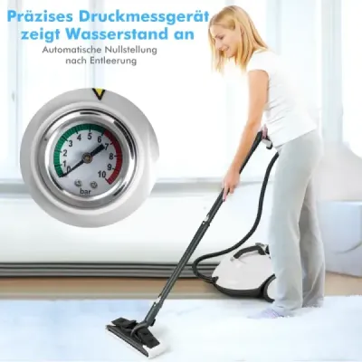 Přenosný parní čistič 2000W Vysokotlaký parní čistič s 15dílným příslušenstvím Univerzální parní mop Bílá barva