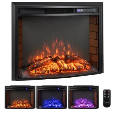1500W elektrický krb s topením, dálkovým ovládáním a ochranou proti přehřátí Nástěnný krb Vestavný krb