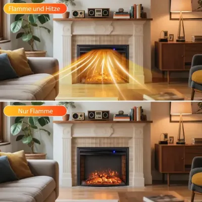 1500W elektrický krb s topením, dálkovým ovládáním a ochranou proti přehřátí Nástěnný krb Vestavný krb