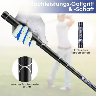 9dílná kompletní sada golfových holí pro praváky, včetně driveru, vyrobená ze zinkové slitiny šedé barvy