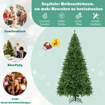 270cm umělý vánoční stromek se skládacím systémem a 2132 tipy PVC jehličí vánoční stromek