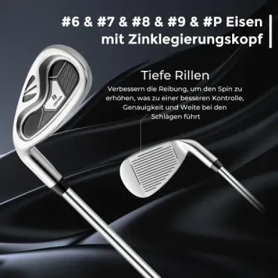 Kompletní sada golfových holí a bagů pro leváky Přenosný lehký golfový stojan Bag Grey