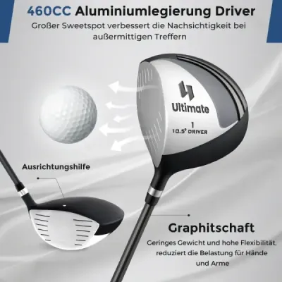 Kompletní sada golfových holí a bagů pro leváky Přenosný lehký golfový stojan Bag Grey