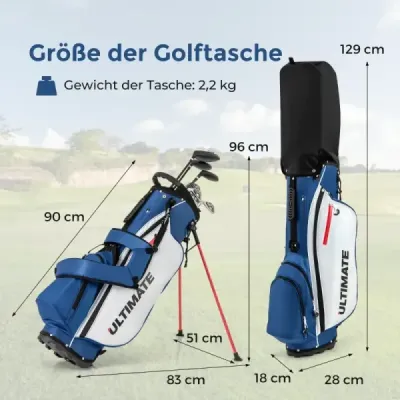 Kompletní sada golfových holí a bagů pro leváky Přenosný lehký golfový stojan Bag Blue