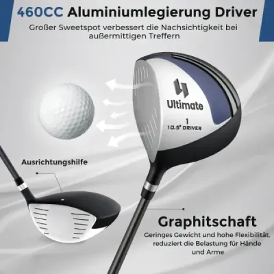 Kompletní sada golfových holí a bagů pro leváky Přenosný lehký golfový stojan Bag Blue