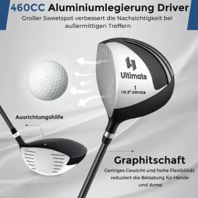 Kompletní sada golfových holí a bagů pro leváky Přenosný lehký golfový stojan Bag Black