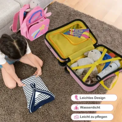 2dílný dětský kufr + batoh 47 cm dlouhý kufr na kolečkách a 30 cm široký batoh hvězda