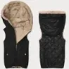 Dámská vesta s kožíškem S'West MODA8252 černo-béžová