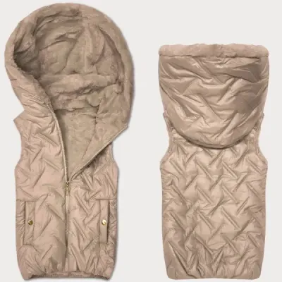 Dámská vesta s kožíškem S'West MODA8252 brudnoróżowa