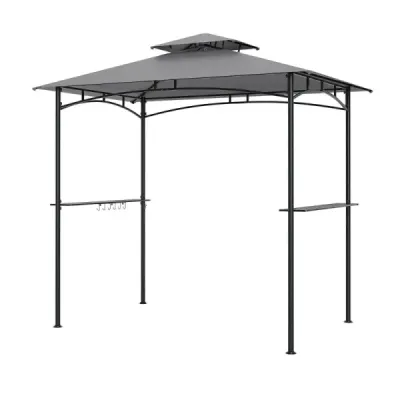 Pavilon na grilování s dvojitou střechou a 2 bočními policemi a 6 háčky Zahradní pavilon Pavilon na grilování 242 x 150 cm