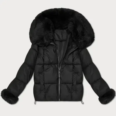Dámská bunda s kožešinovým límcem S'West MODA8257 černá