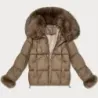 Dámská bunda s kožešinovým límcem S'West MODA8257 bežová