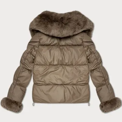 Dámská bunda s kožešinovým límcem S'West MODA8257 bežová