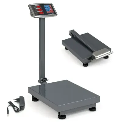 Digitální plošinová váha 300 kg / 50 g balíková váha s kalkulačkou ceny LB/KG multifunkční dílenská váha stříbrná