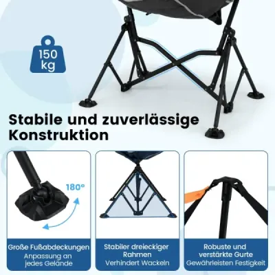Skládací kempingová židle s nastavitelným opěradlem a držákem nápojů Skládací židle Skládací židle černá