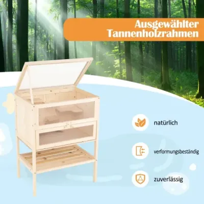 Klec pro křečky se skládací síťovanou střechou, akrylovým panelem a ohrádkou pro křečky s uzamykatelnými dvířky