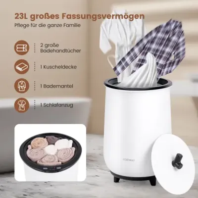 Elektrický ohřívač ručníků 23L se 3 úrovněmi ohřevu, sušička ručníků, černá