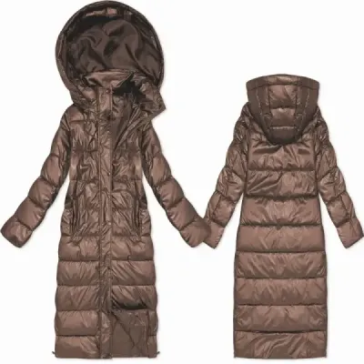 Dlouhá dámská přechodná bunda MODA2629 karamelová
