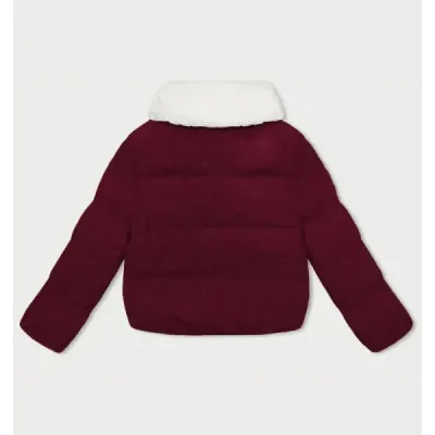 Dámská manšestrová bunda s vysokým stojáčkem J Style vínová (5M3230-1)