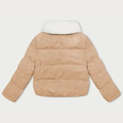 Dámská manšestrová bunda s vysokým stojáčkem J Style sand (5M3230-333)