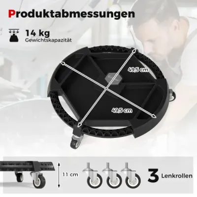 Pojízdný zásobník na nářadí se 3 otočnými kolečky a 4 přihrádkami Nosnost 136 kg Černá barva