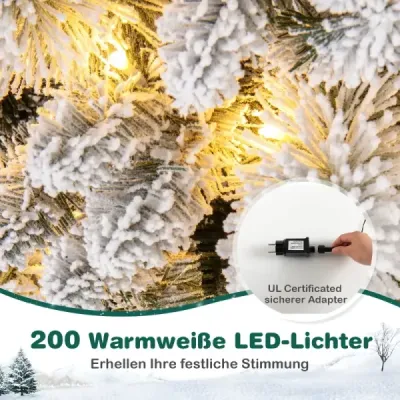 210 cm umělý vánoční stromek se světly Pop Up vánoční stromek s 200 teplými bílými LED světly a 680 hroty větví