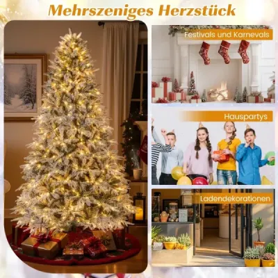 240 cm umělý vánoční stromek s osvětlením a sněhem vánoční stromek umělý stromek
