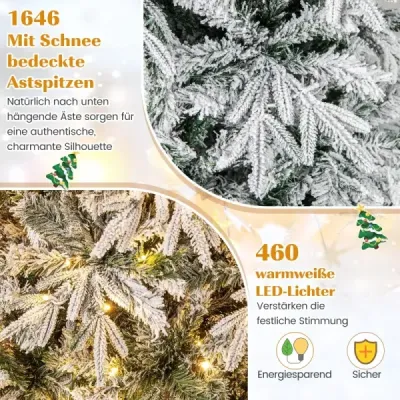 240 cm umělý vánoční stromek s osvětlením a sněhem vánoční stromek umělý stromek