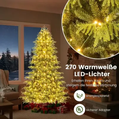 180 cm umělý vánoční stromek se světýlky Vánoční stromek zelený