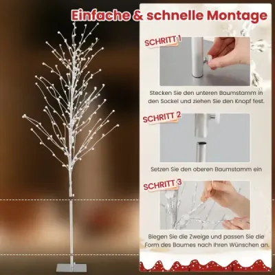 186 cm LED strom světel březový strom s teplými bílými LED světly umělý vánoční stromek
