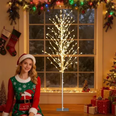 186 cm LED strom světel březový strom s teplými bílými LED světly umělý vánoční stromek
