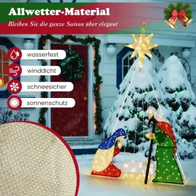 180 cm velký betlém s 240 teplými bílými LED světly Vánoční betlém