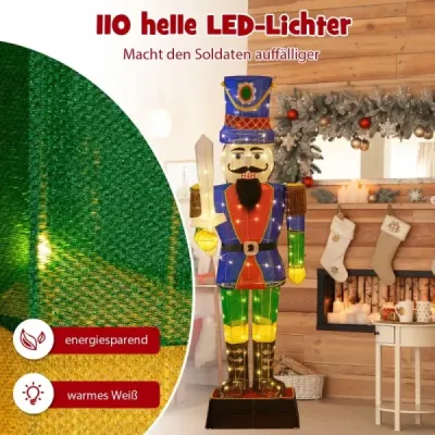 Vánoční figurka Louskáčka velká osvětlená vánoční dekorace XXL 184 cm