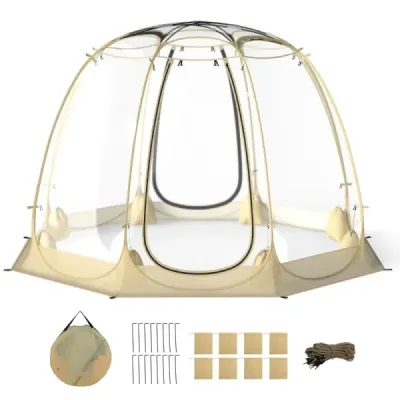 630° Transparentní PVC Pop Up Bubble stan Bublinový stan pro 5-6 osob 265 x 265 cm