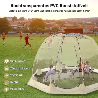 630° Transparentní PVC Pop Up Bubble stan Bublinový stan pro 5-6 osob 265 x 265 cm