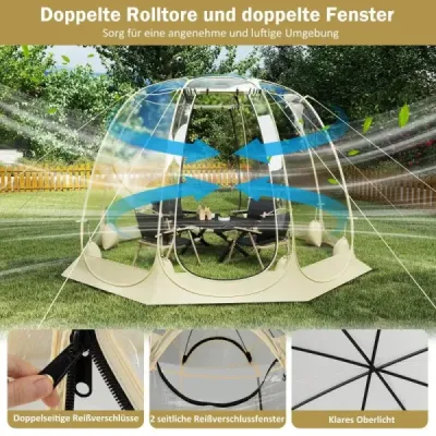 630° Transparentní PVC Pop Up Bubble stan Bublinový stan pro 5-6 osob 265 x 265 cm