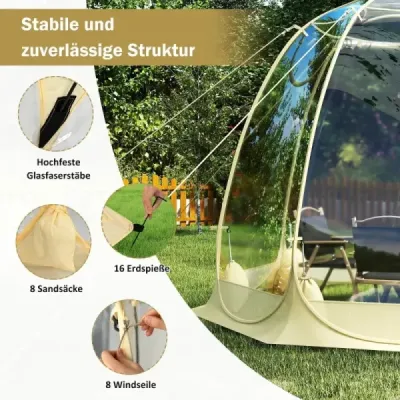 630° Transparentní PVC Pop Up Bubble stan Bublinový stan pro 5-6 osob 265 x 265 cm