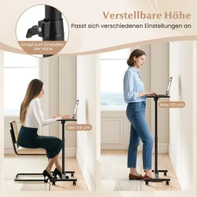 Výškově nastavitelný stolek na kolečkách s naklápěcí a o 360° otočnou deskou Šedý stolek pro péči o dítě