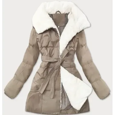 Dámská bunda s kožíškem MODA9165 svěťlebéžová