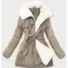Dámská bunda s kožíškem MODA9165 svěťlebéžová