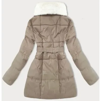 Dámská bunda s kožíškem MODA9165 svěťlebéžová